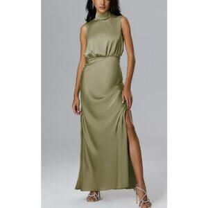 AW BRIDAL 6 S fennel seed green Maryjo formal cocktail party maxi dress NEW B162